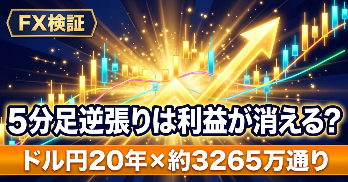 RSI逆張り5分足、ドル円20年の黒字4.8万$はスプレッドが少し開けば消える