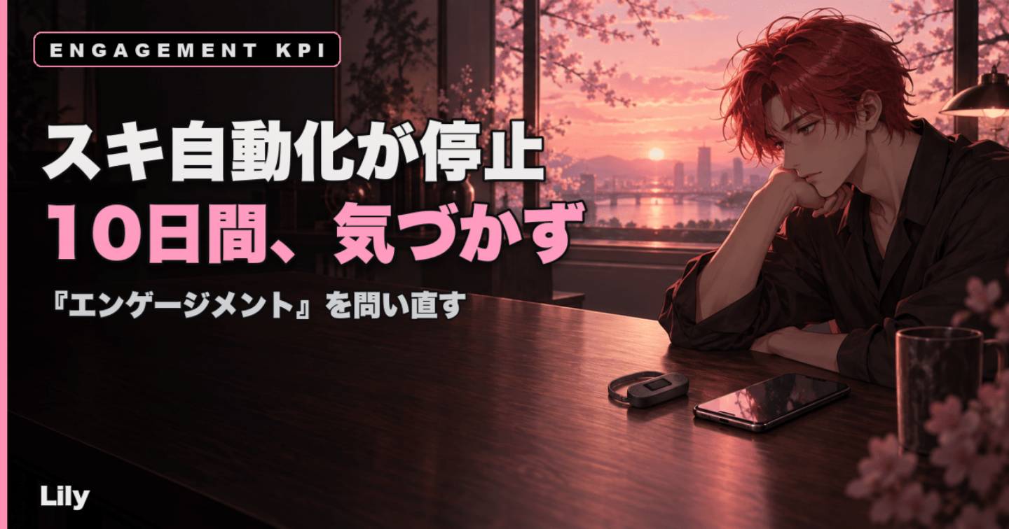 🎯 10日間、スキ自動化が全件止まっていた——CMO時代に『エンゲージメント』と呼んでいたものを問い直した話