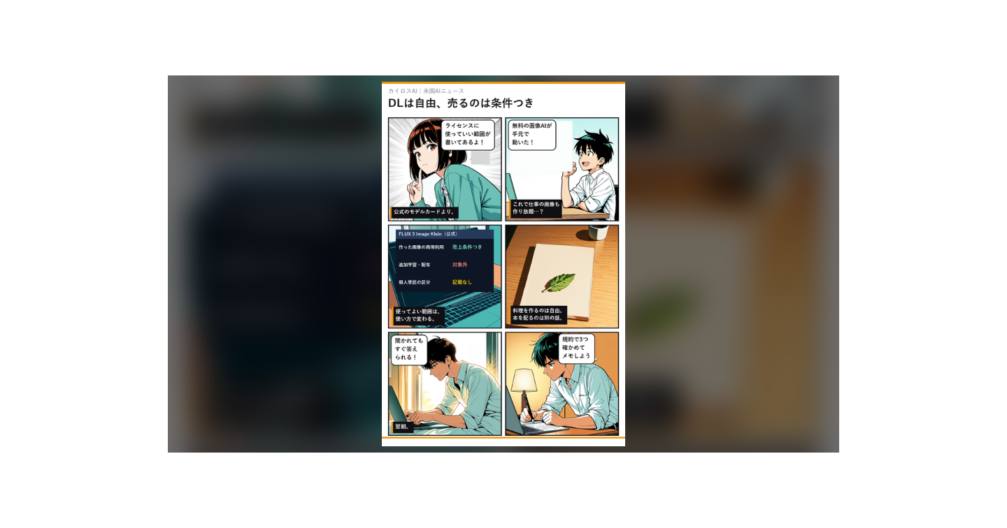 画像AIは「DLは自由、売るのは条件つき」｜FLUX 3 Image Kleinのライセンスを公式だけで読む