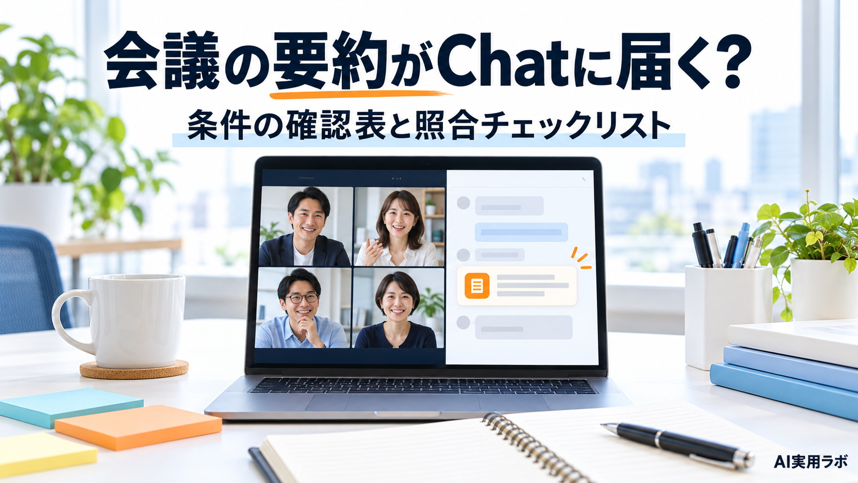 会議のあとChatに要約が届く？会議リキャップの届く条件を確認表にして、元ノートと照合してみよう