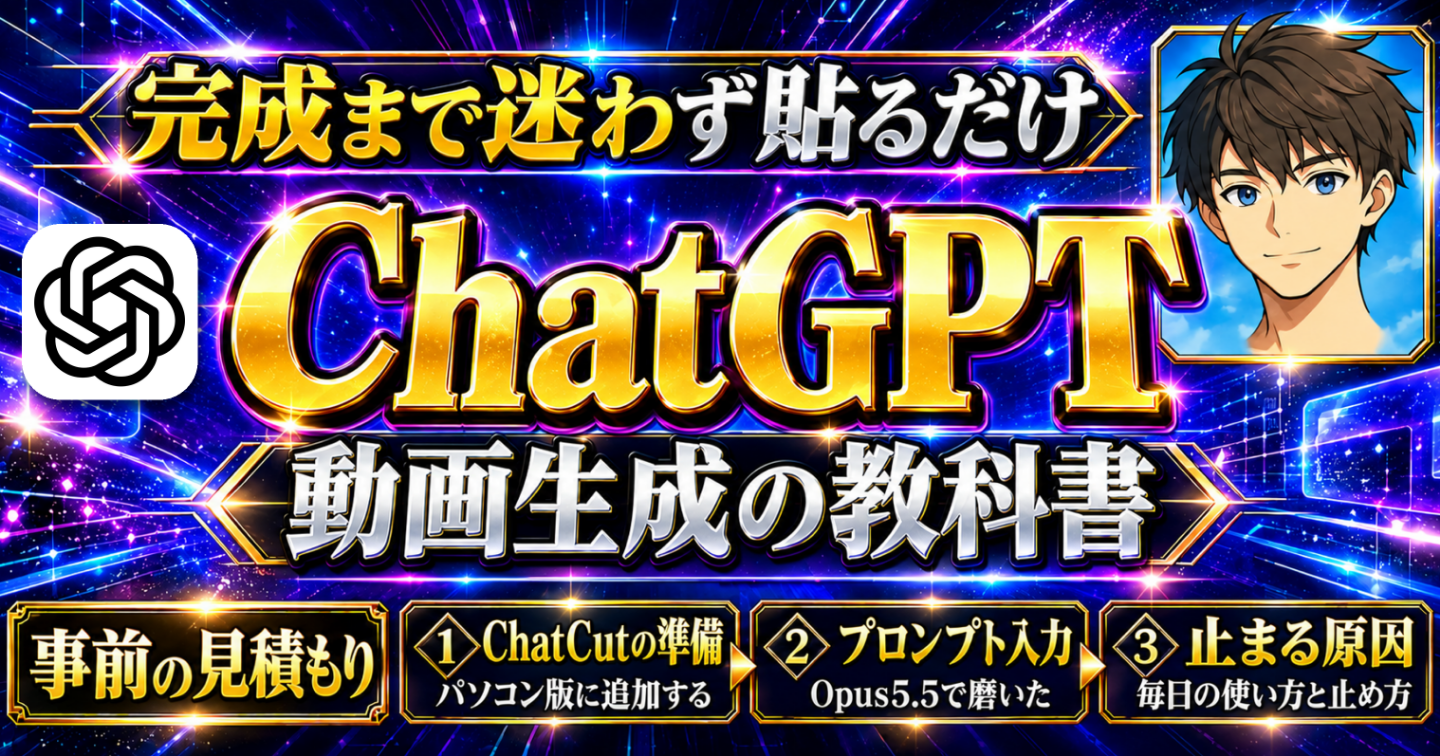 ChatGPT×ChatCutで動画を作りたい人のための【ChatGPT×ChatCut×Opus5.5動画生成の教科書】 ｜ 動画生成プロ