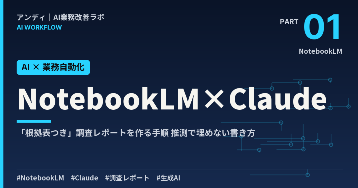 NotebookLM×Claudeで「根拠表つき」調査レポートを作る手順｜推測で埋めない書き方
