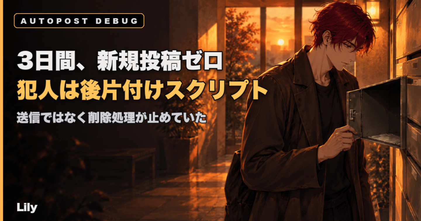 📉 3日間・新規投稿ゼロ——消していたのは送信ツールじゃなく、後片付けスクリプトだった