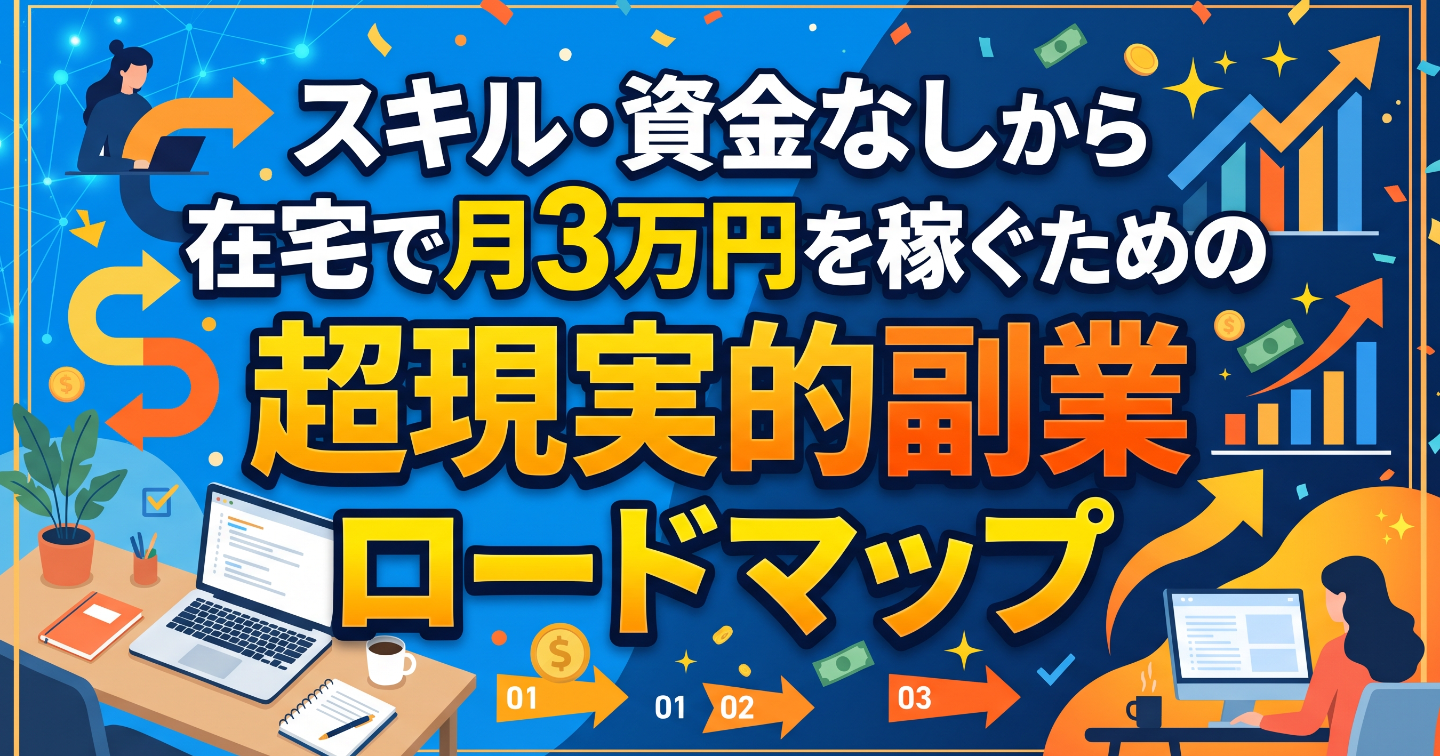 スキル・資金なしから在宅で月3万円を稼ぐための超現実的副業ロードマップ