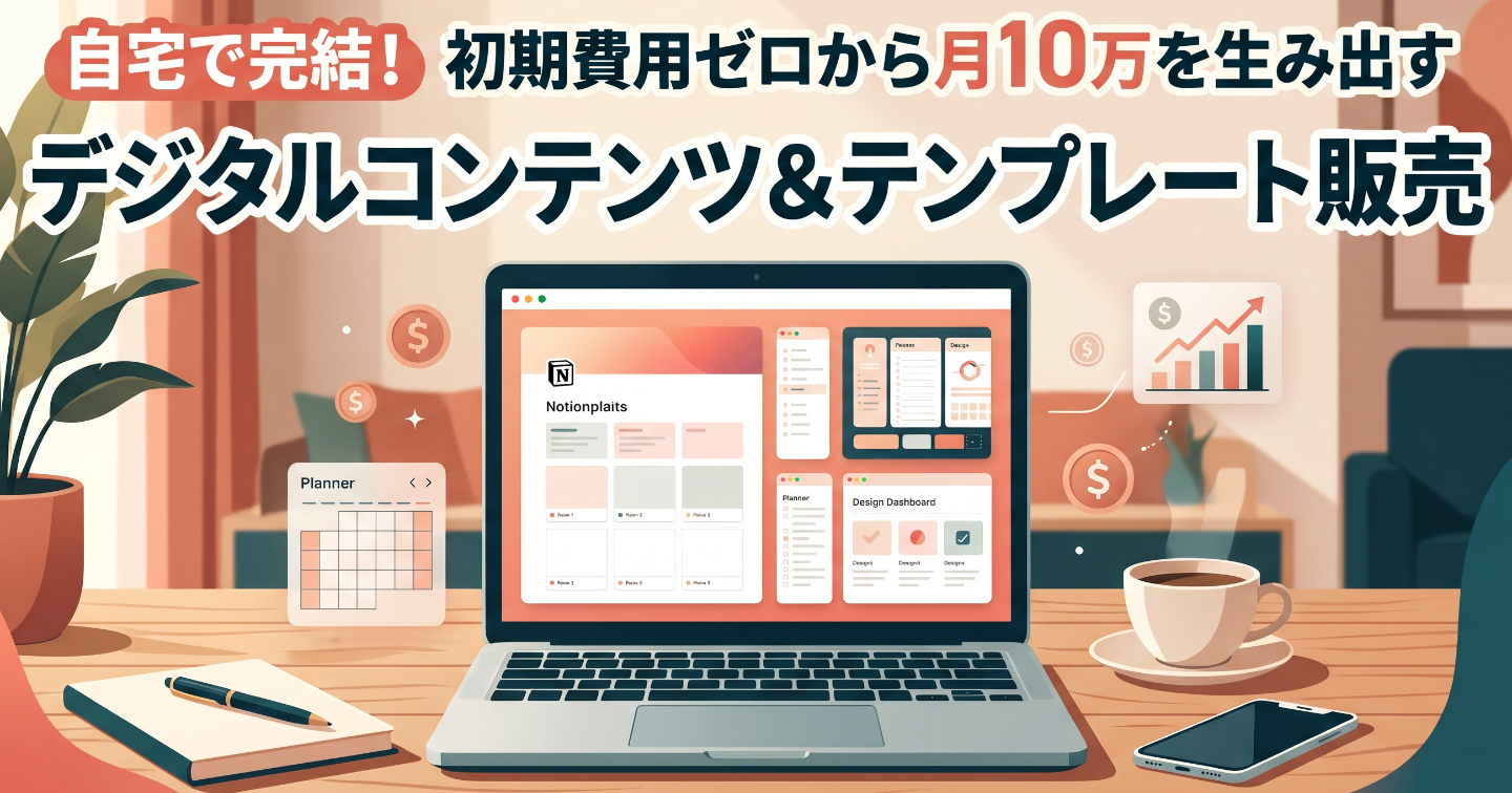 自宅で完結！初期費用ゼロから月10万を生み出す「デジタルコンテンツ＆テンプレート販売」