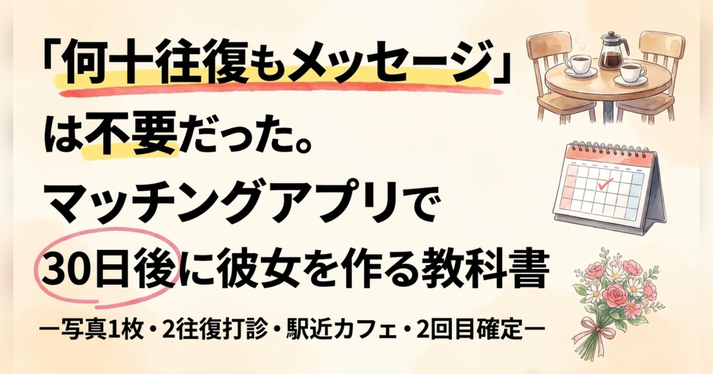 30日後に彼女｜マッチングアプリ×初デートまでの手順のロードマップ