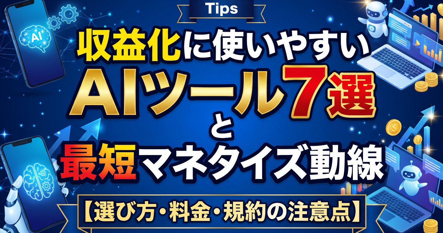 収益化に使いやすいAIツール7選と最短マネタイズ動線｜選び方・料金・規約の注意点