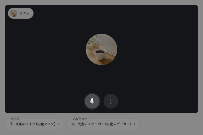 音声通話の待機画面。マイクのボタンが強調されている